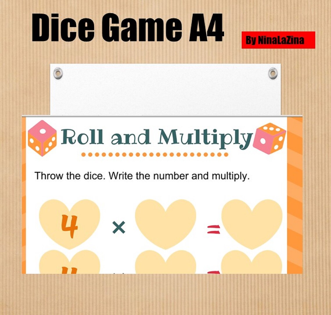 Maths Times Tables Dice Game A Fun Printable Multiplication Etsy