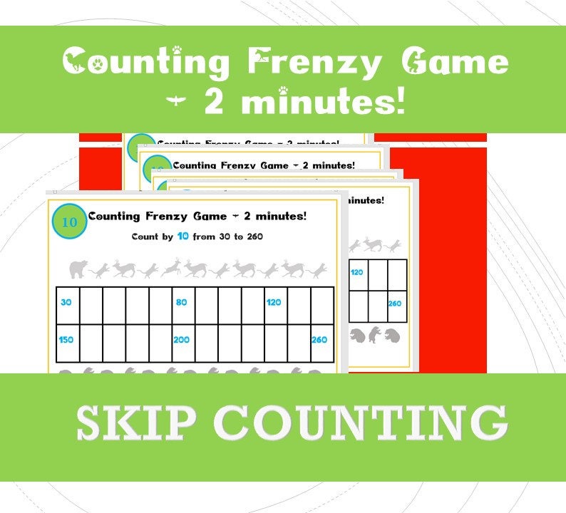 skip counting worksheets game activity 2s 3s 4s 10s pdf etsy