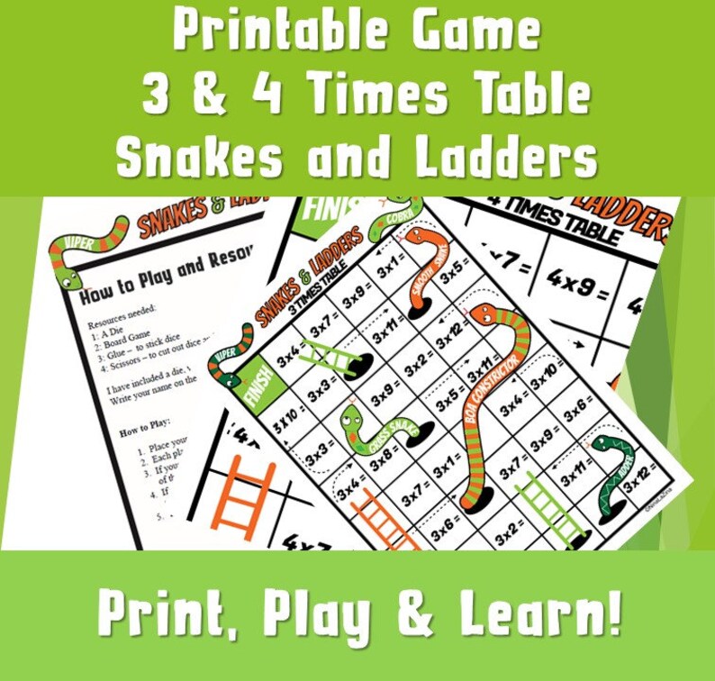 Maths Multiplication Board Game/ Kids to Print /gift Party - Etsy