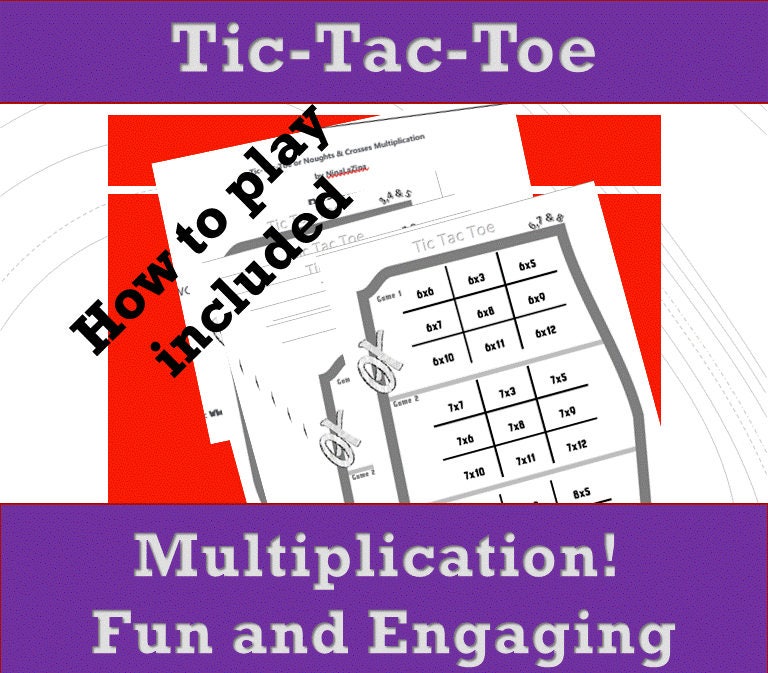  Multiplication Tic Tac Toe Worksheets kids Printable Game Etsy UK