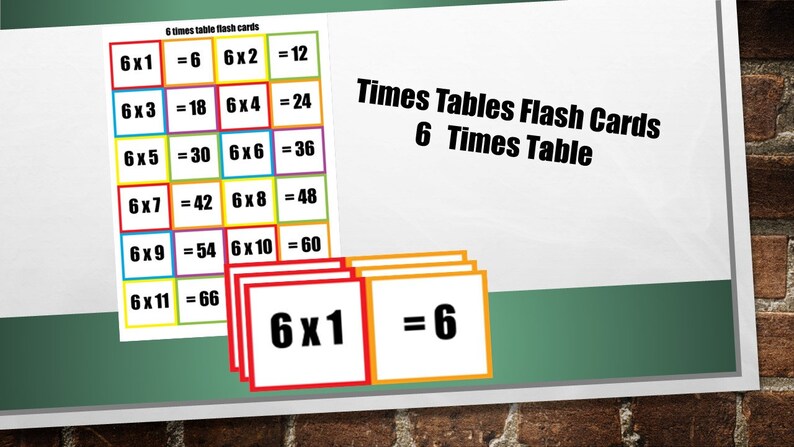 6 times table flash cards printable mini multiplication flash etsy