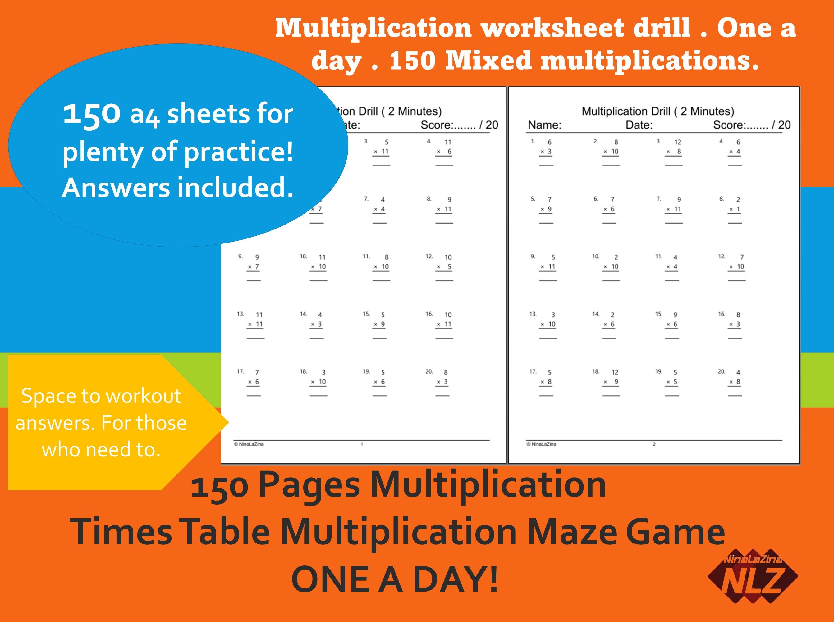 multiplication math drills 150 days of timed tests year 4 etsy canada