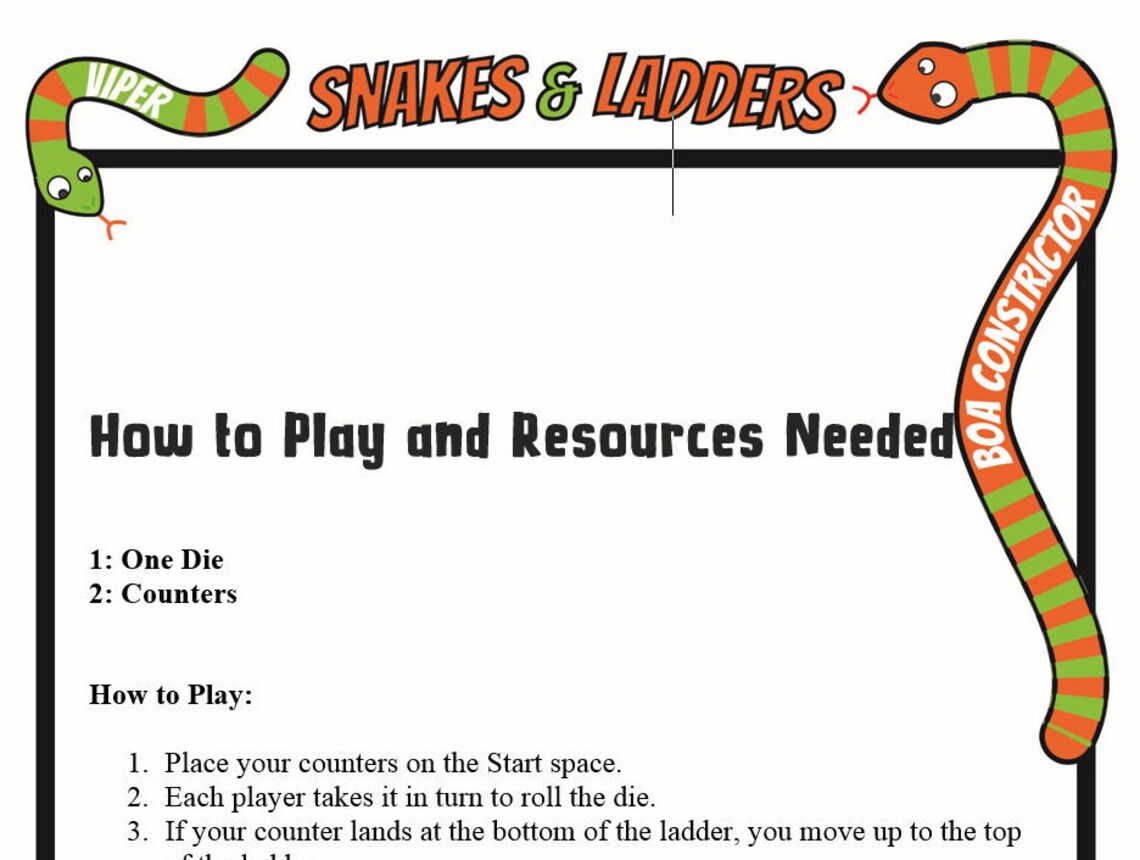 Snakes and Ladders Printable A4 PDF Math Multiplication Fun Etsy UK