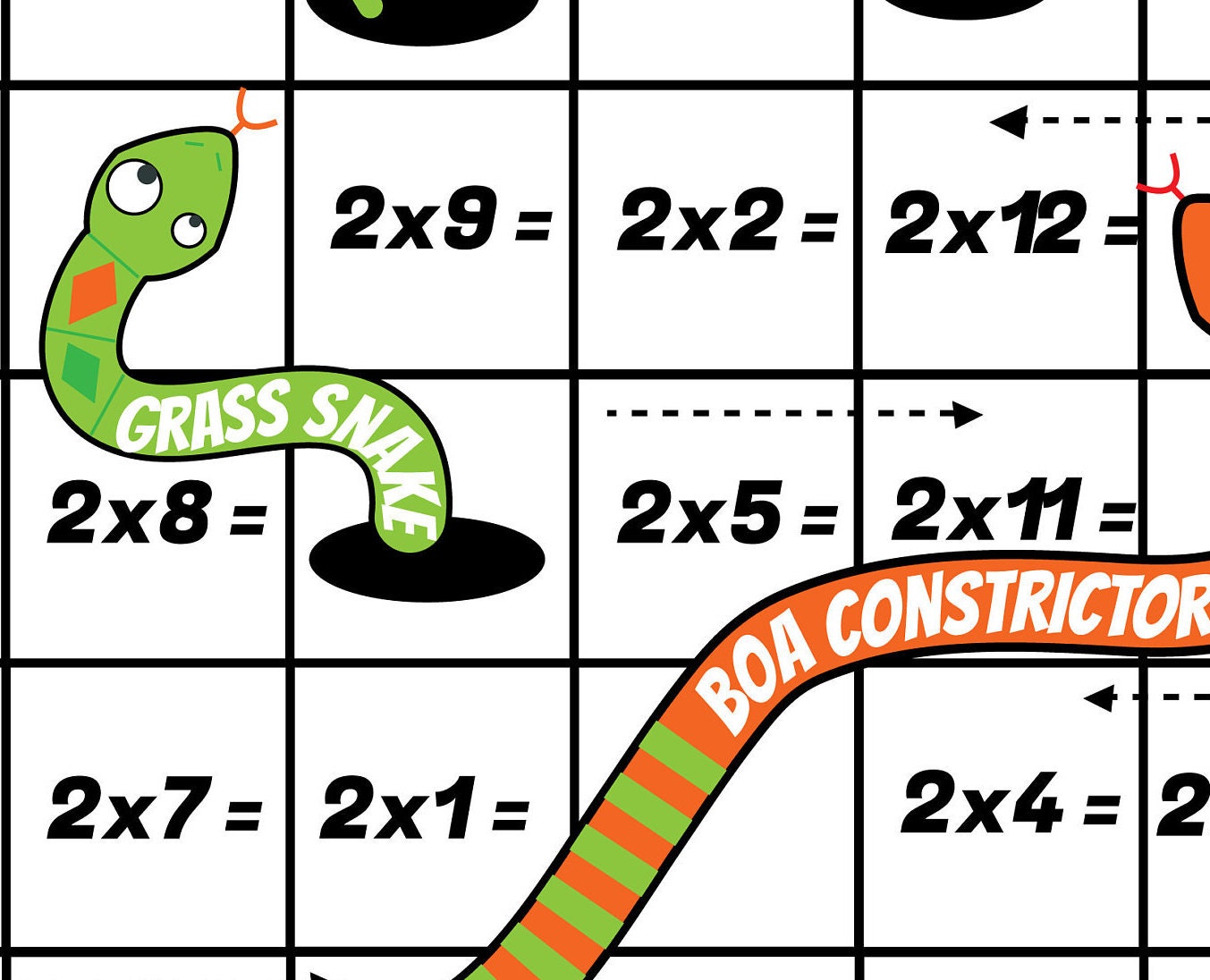 Math Snakes and Ladders Printable Pdf/ Multiplication Games Etsy UK