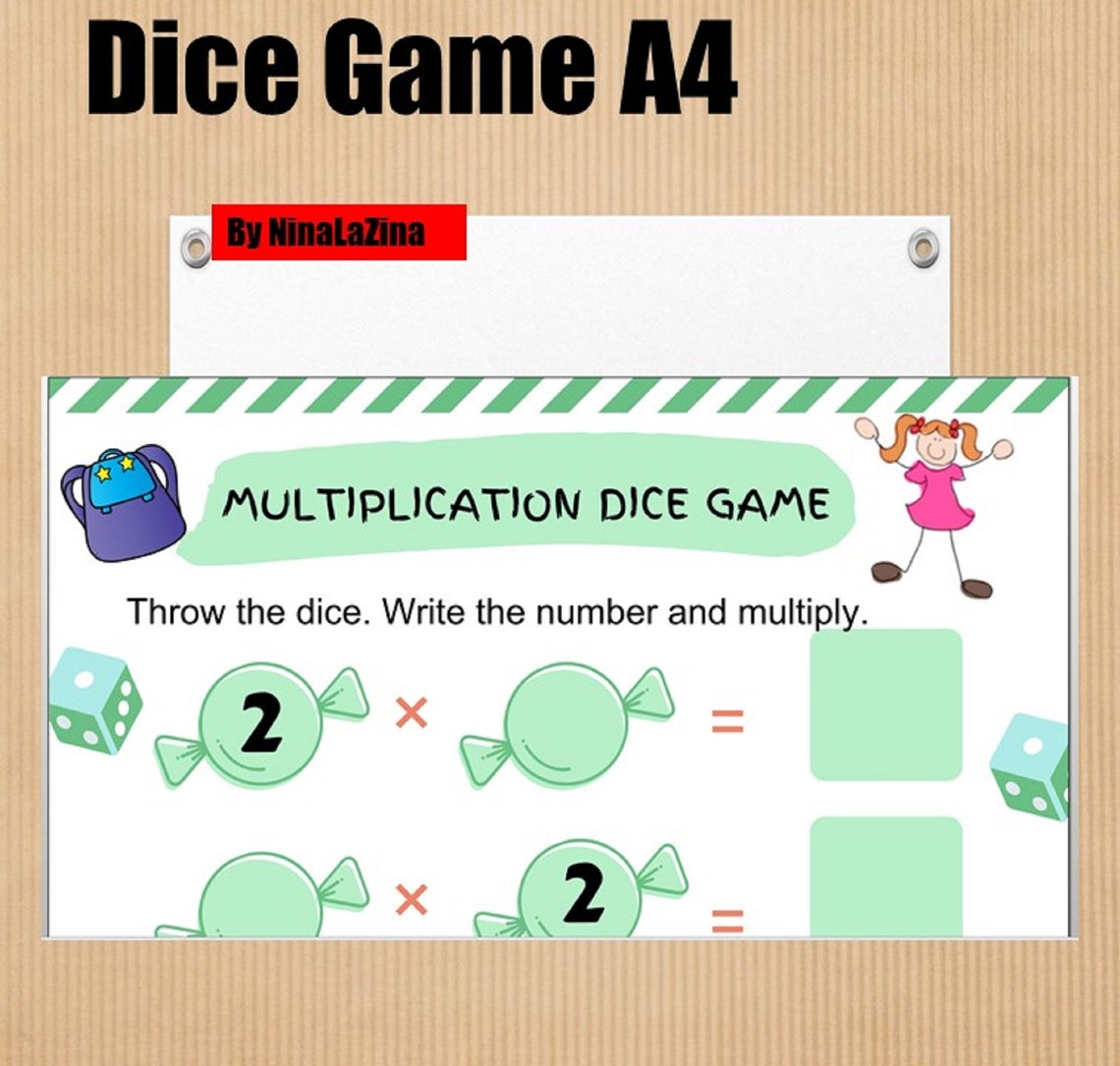 Maths Times Tables Dice Game A Fun Printable Multiplication Etsy