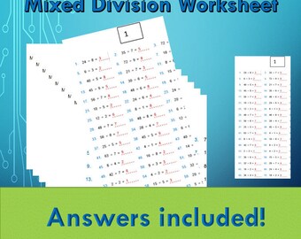 division facts math drill worksheet printable learning maths etsy ireland