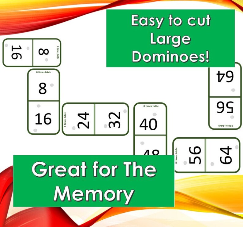 Multiplication Printable Dominoes Pdf/ Maths Card Etsy UK