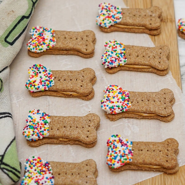 Healthy Dog Treats Peanut Butter Sandwich Bone Cookies- Dog lover gift