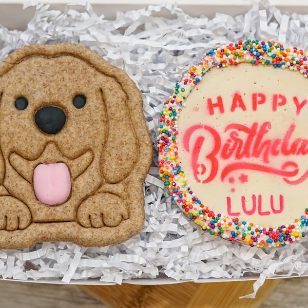 Personalized Dog Treat Birthday Gift Box |  Dog Treat 2 Cookie Gift Box | Healthy treats for dogs