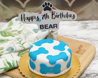 Bone Dog Treat Birthday Cake 4&quot; inch Personalized Peanut Butter & Banana Pet Gift for Dog Lovers