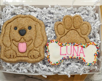 Personalized Dog Birthday Gift Box, Custom Healthy Pet Treat Cookies, Unique Pet Gift Idea for Dog Lovers & Puppies