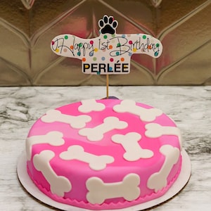 Dog Birthday Cake Treat 6&quot; inch Peanut Butter & Banana Tie Dye Bone Cake