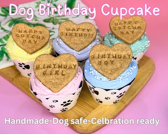 Dog Birthday Cupcake | Gourmet Natural Treat, Custom Frosting, Gift Box