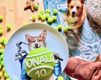 Tennis Ball Dog Birthday Cake: Personalized Peanut Butter Banana Treat