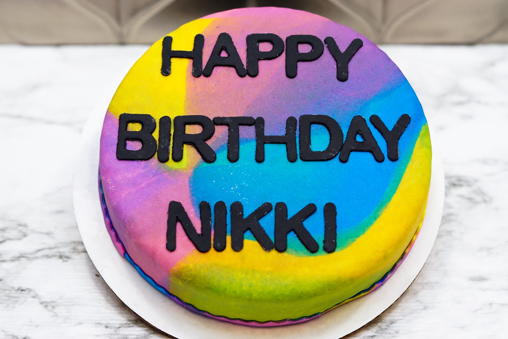 Dog Birthday Cake Treat 6" inch Tie Dye Design Personalized Pet Gift for Dog Lovers 4 Flavors