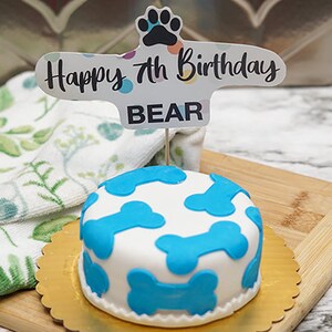 Bone Dog Treat Birthday Cake 4" inch Personalized Peanut Butter & Banana Pet Gift for Dog Lovers