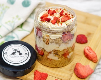 Healthy Dog Treat- Strawberry Peanut Butter Banana Puppy Parfait- Dog Lover Gift