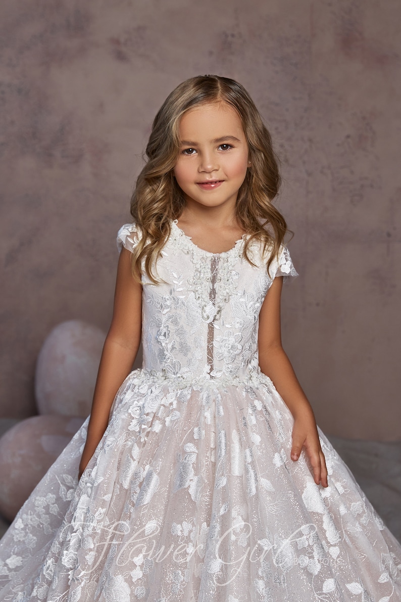 Blush Flower Girl Dress Lace Flower Girl Dress Girls Easter Dress Ball