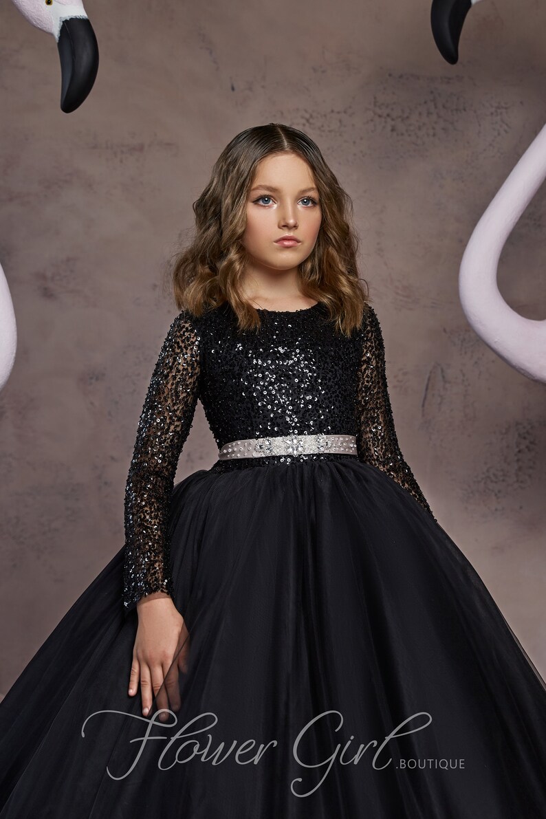 Flower Girl Dress Long Sleeve Girls Easter Dress Ball Gown Etsy