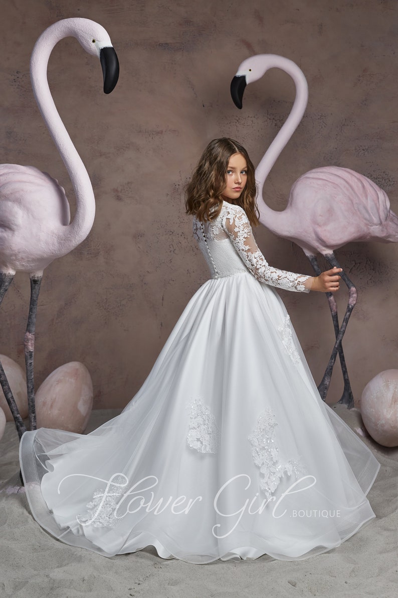 Flower Girl Dress Long Sleeve Lace Flower Girl Dress Girls Etsy