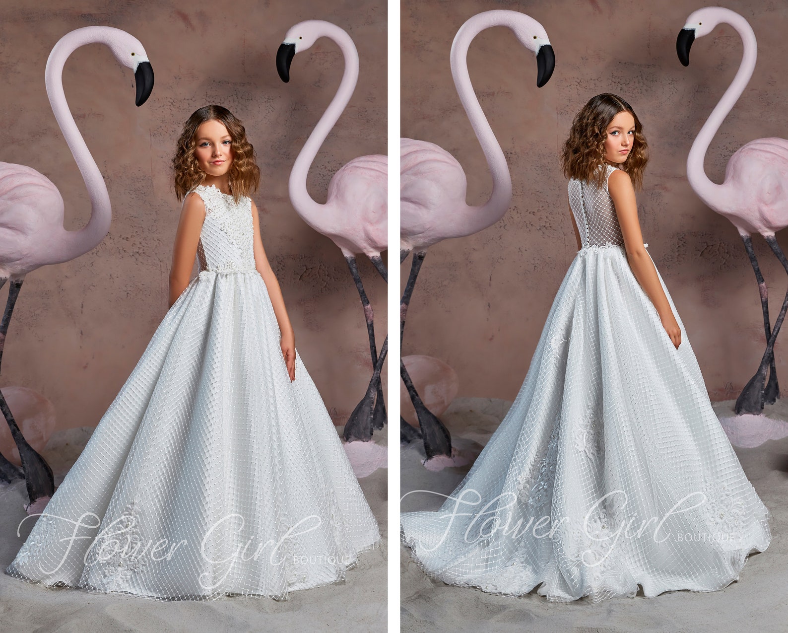 Mesh Flower Girl Dress White Flower Girl Dress Girls Easter Etsy