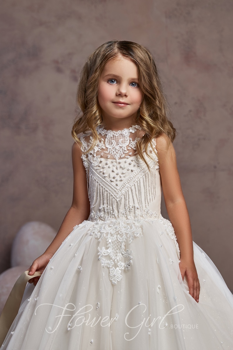 Ivory Ball Gown Lace Flower Girl Dress Girls Easter Dress Ball Etsy