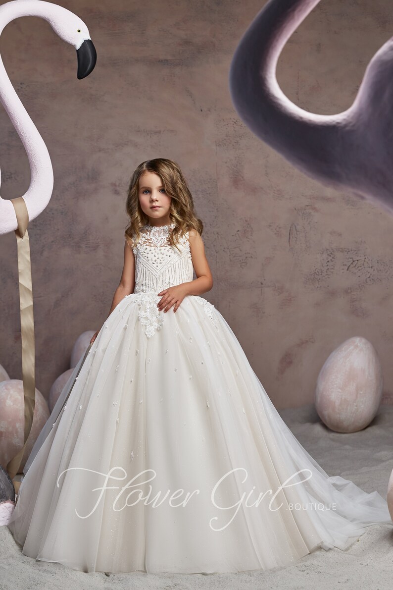 Ivory Ball Gown Lace Flower Girl Dress Girls Easter Dress Ball Etsy