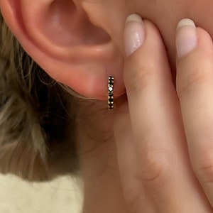 Elegant Black Diamond Hoop Earrings - Small Gold Hoops | Earrings for Women