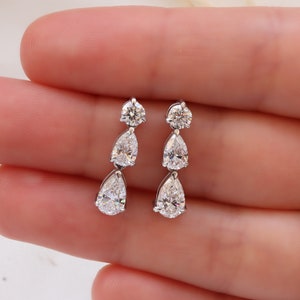 White Gold Lab-Grown Diamond Drop Earrings: Scandinavian Bridal Jewelry