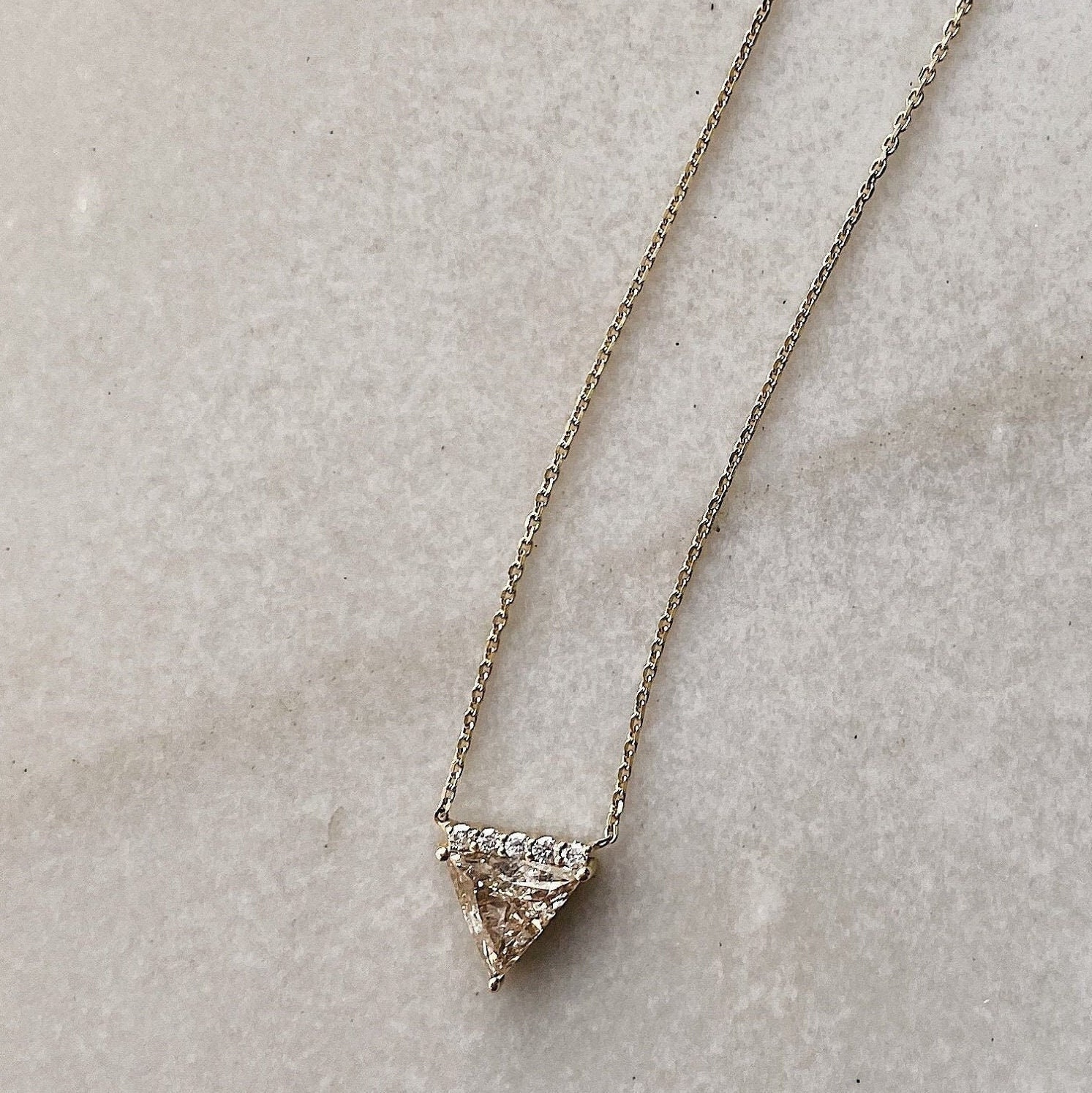 ◆STONEHENgE◆ 14K Brown Diamond Necklace SA25A24T SAG-25A24 LUXGEM 10K Solid Gold Solitaire November Birthstone Necklace