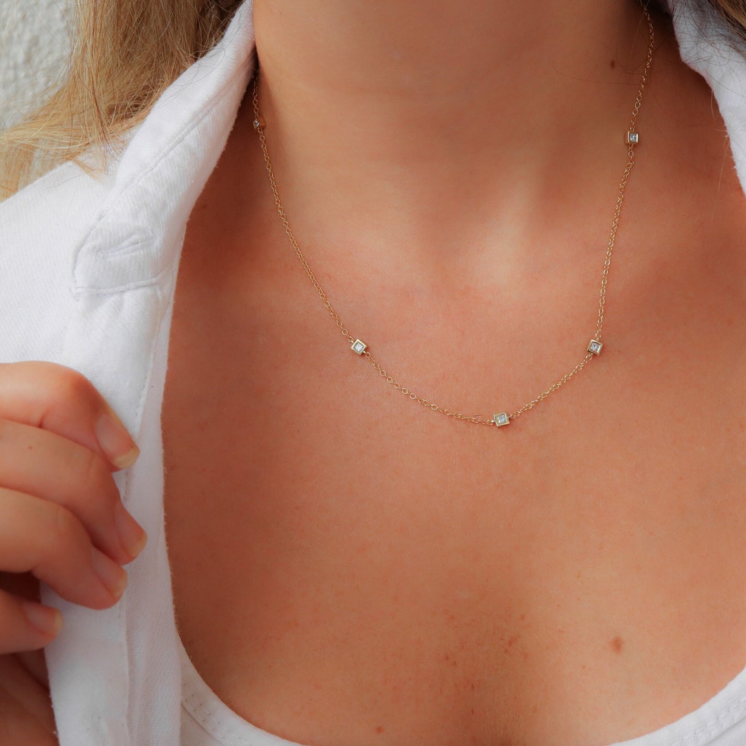 Fine Floating Diamond Necklace | 14ct Solid Gold | Floating diamond necklace,  Floating diamonds, Diamond necklace