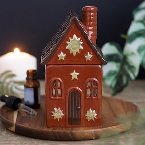 Vintage Duftlampe Ölbrenner aus Keramik braun "Hearth Cottage"