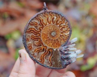 electroformed ammonite necklace