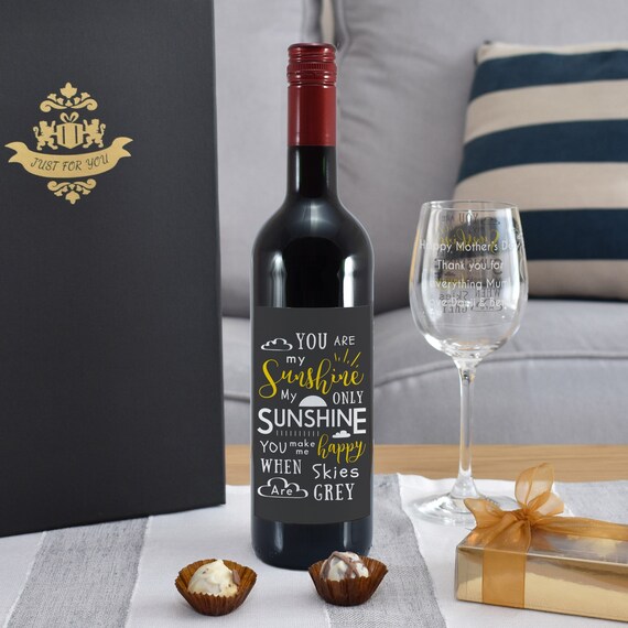 You Are My Sunshine Personalised Red Wine Gift Set Etsy