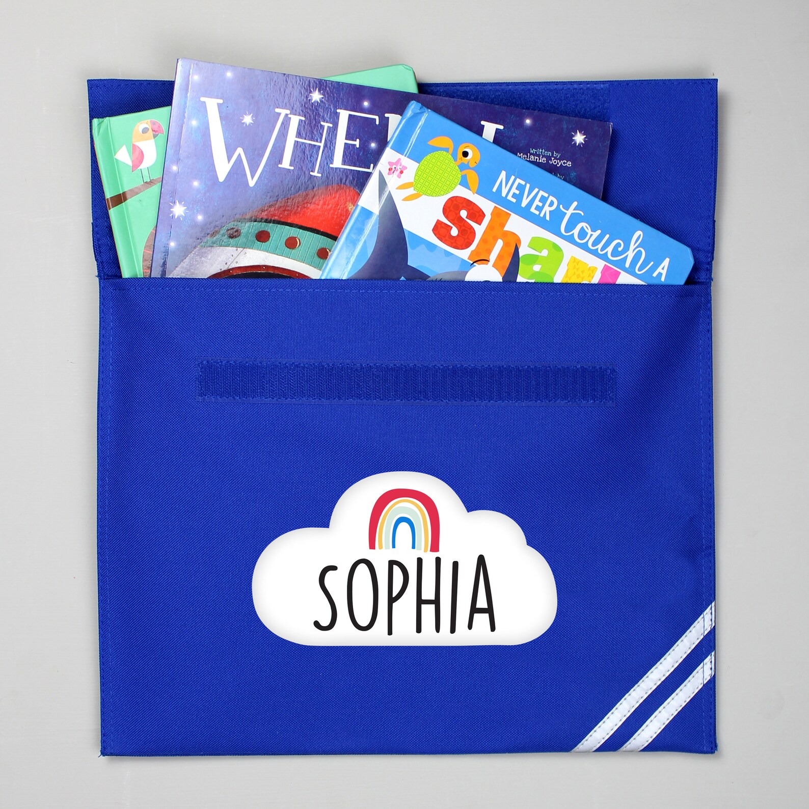 Personalised Rainbow Blue Book Bag Blue Book Bag Book Bag Etsy