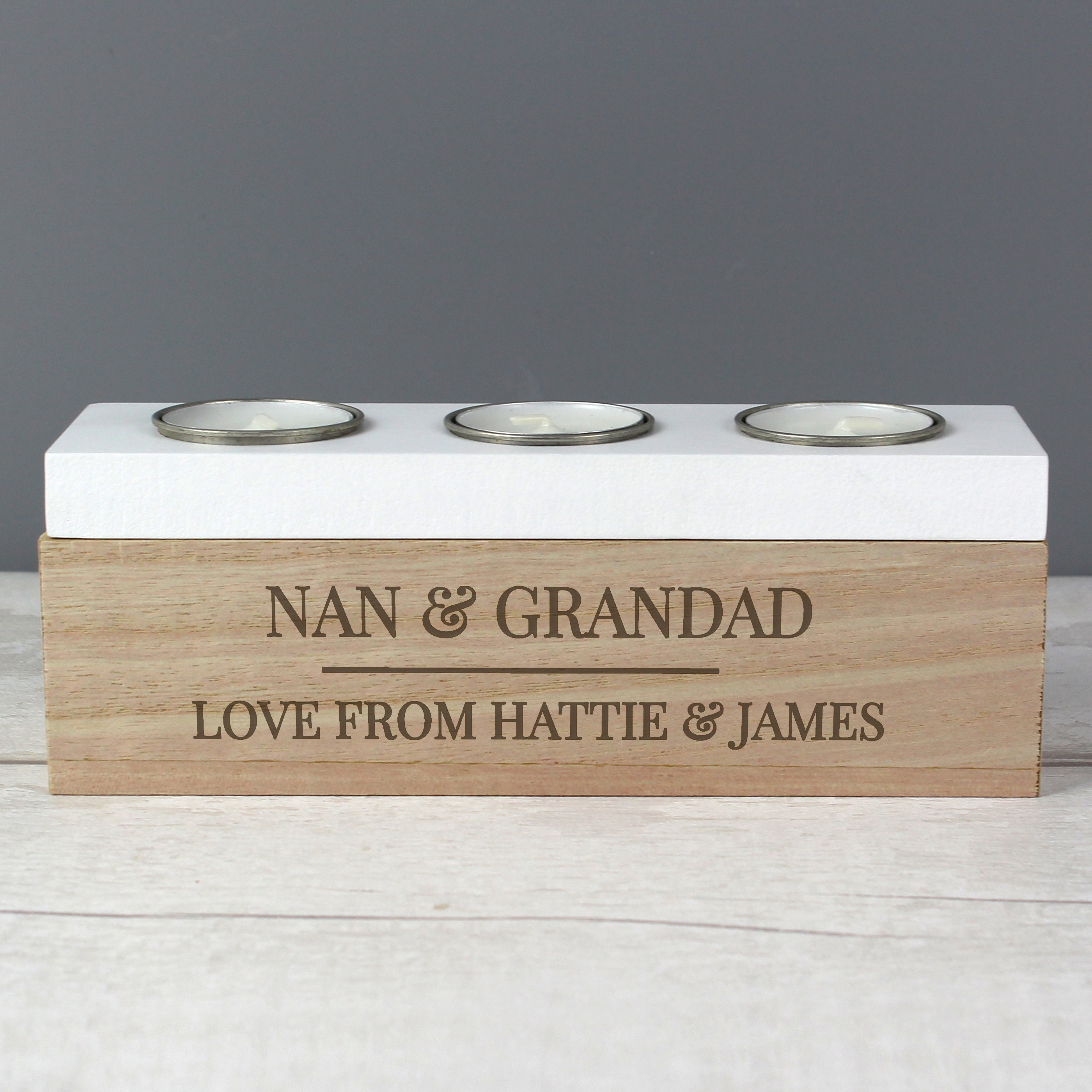 Personalised Triple Tea Light Box Tealight Holder Etsy UK