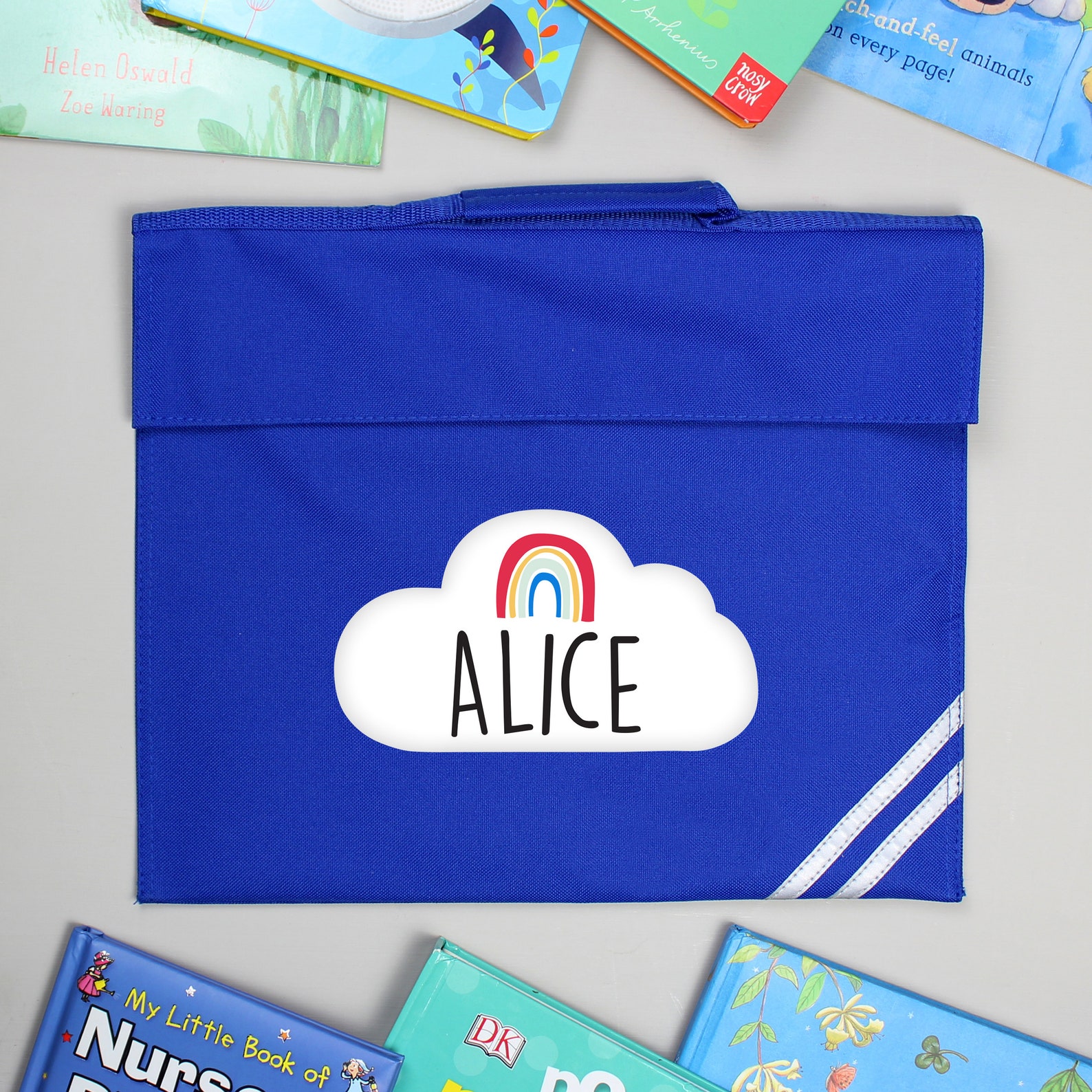 Personalised Rainbow Blue Book Bag Blue Book Bag Book Bag Etsy