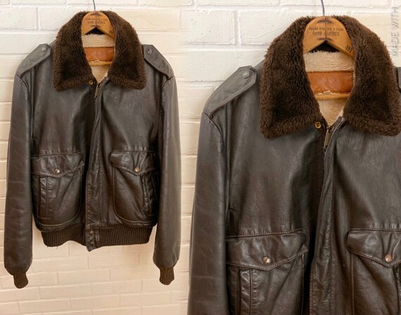 Mens leather jacket, bomber jacket, Flight jacket.