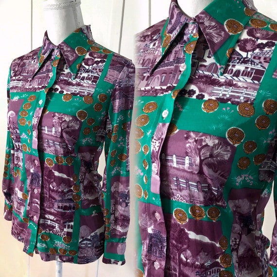 1970s Disco Party shirt, Dagger collar, .. Size