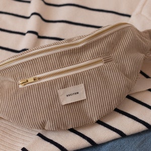 Sac banane beige velours côtelé Matéo