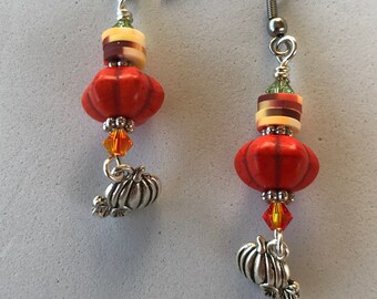 Pumpkin earrings, fall earrings, harvest earrings, autumn earrings, Thanksgiving earrings, fall jewelry, autumn jewelry, harvest jewelry