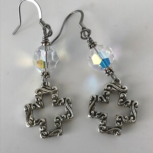 Cross earrings, crystal cross earrings, Swarovski crystal cross earrings, cross dangle earrings, Faith earrings, Christian earrings, gift