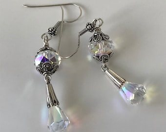 Swarovski crystal earrings, crystal dangle earrings, crystal earrings, sterling silver earrings, wedding earrings, earrings for women, gift