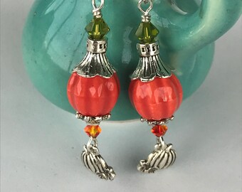 Pumpkin earrings, fall earrings, harvest earrings, autumn earrings, Thanksgiving earrings, fall jewelry, autumn jewelry, harvest jewelry