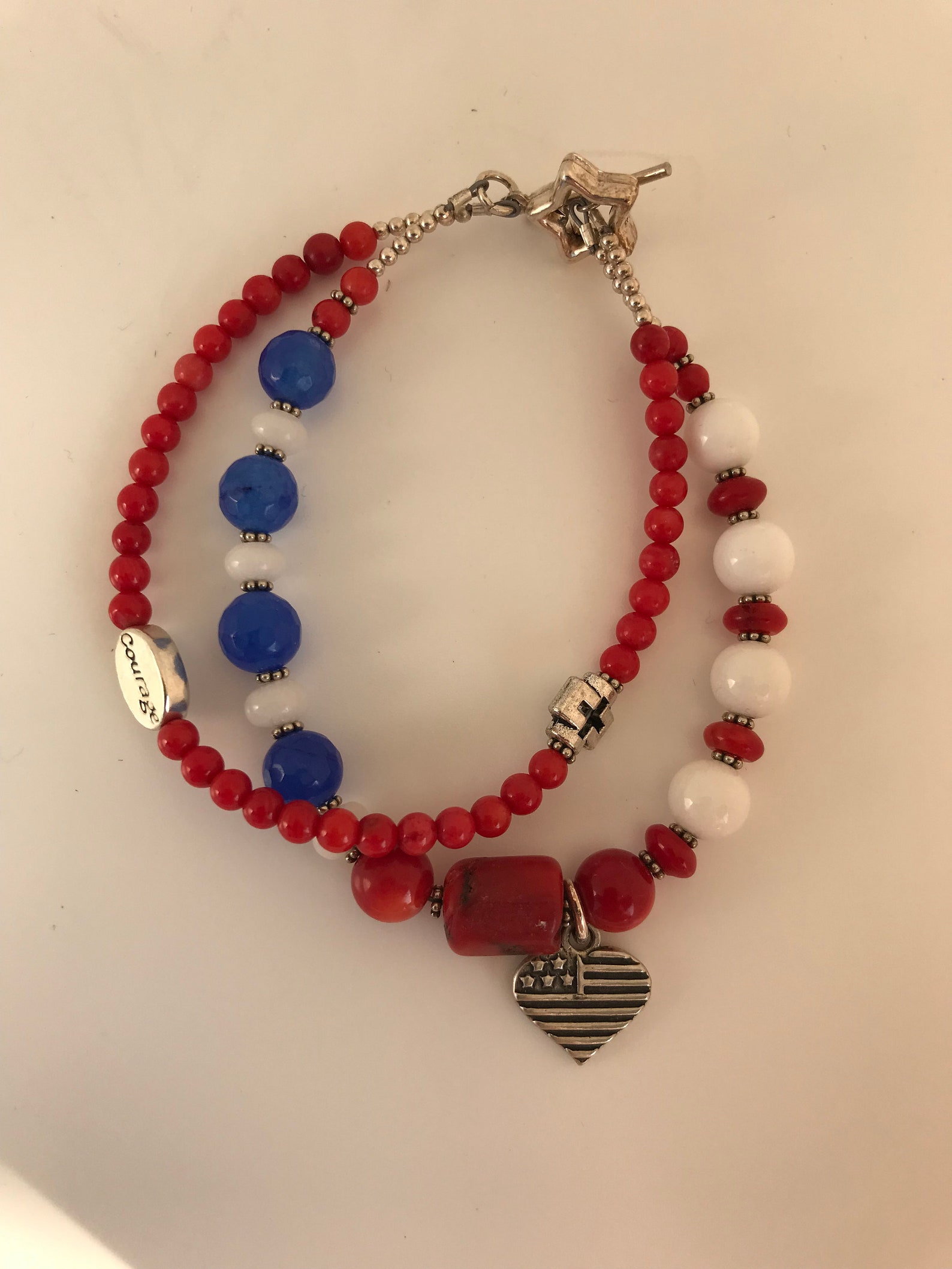 USA Bracelet Patriotic Bracelet USA Cross Bracelet Red Etsy