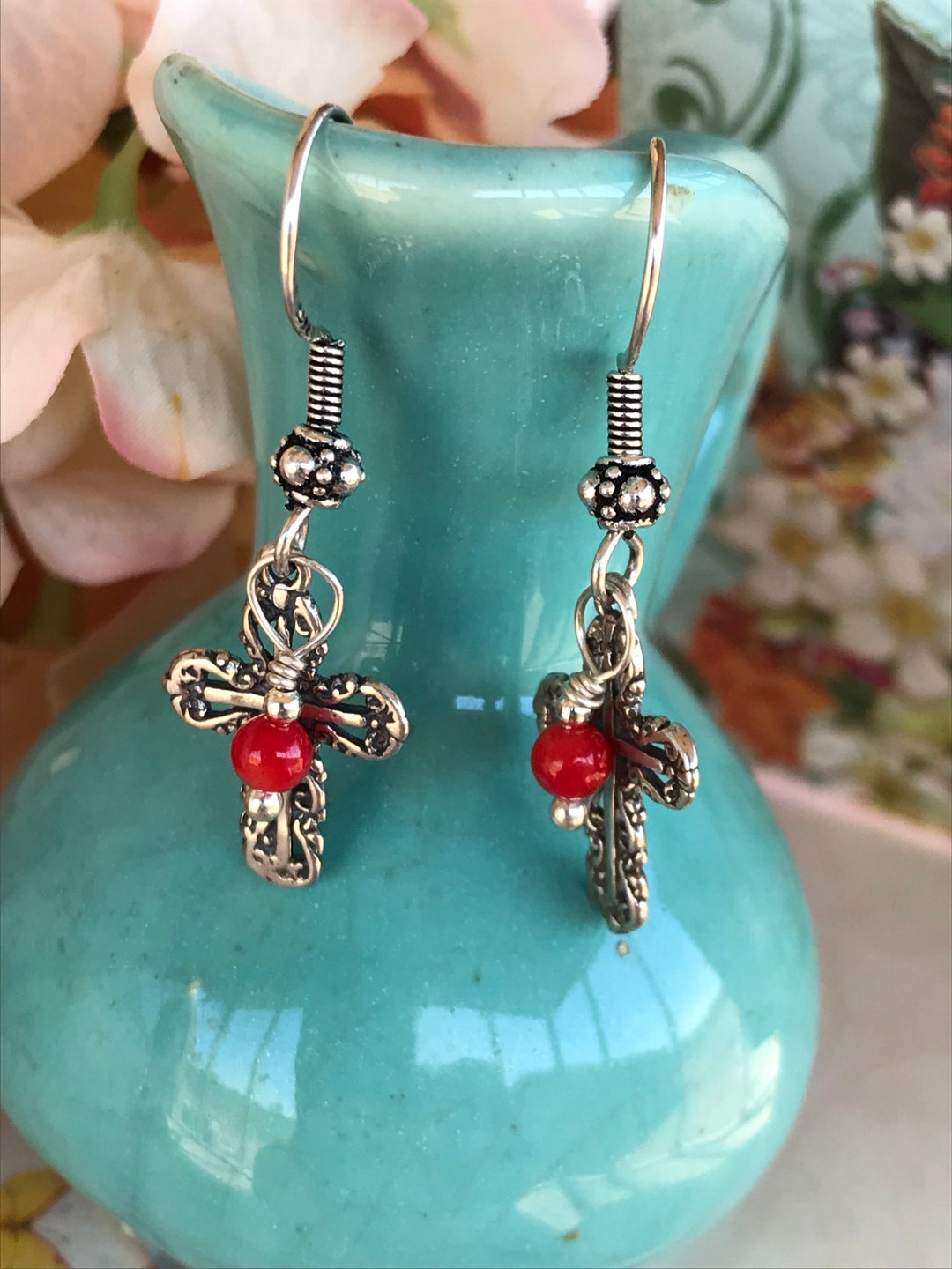 Cross Earrings,dangle Earrings, Cross Dangle Earrings, Sterling Silver