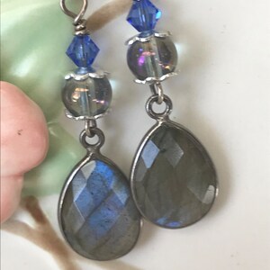 Labradorite drop earrings, labradorite earrings, blue earrings, labradorite dangle earrings, blue flash earrings, gift for her