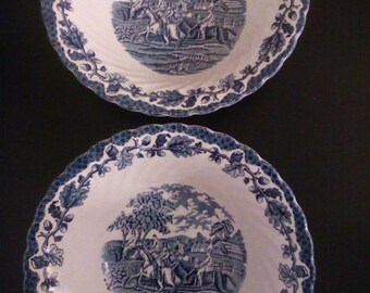 Pottery Hearty Pair Of Vintage Alfred Meakin Open Tureens Serving Dishes Country Life Pattern Pottery, Porcelain & Glass
