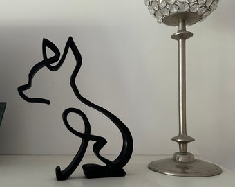 Elegant Ribbon Chihuahua Sculpture - Minimalist Modern Art Home Decoration Office Dog Ornament Wall Art