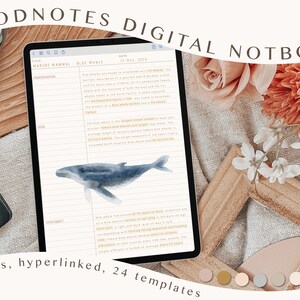 Earth-toned Neutral Boho Digital Notebook with Tabs, Cornell Notes Notebook, Student Digital Notebook Goodnotes, Digital College Notebook